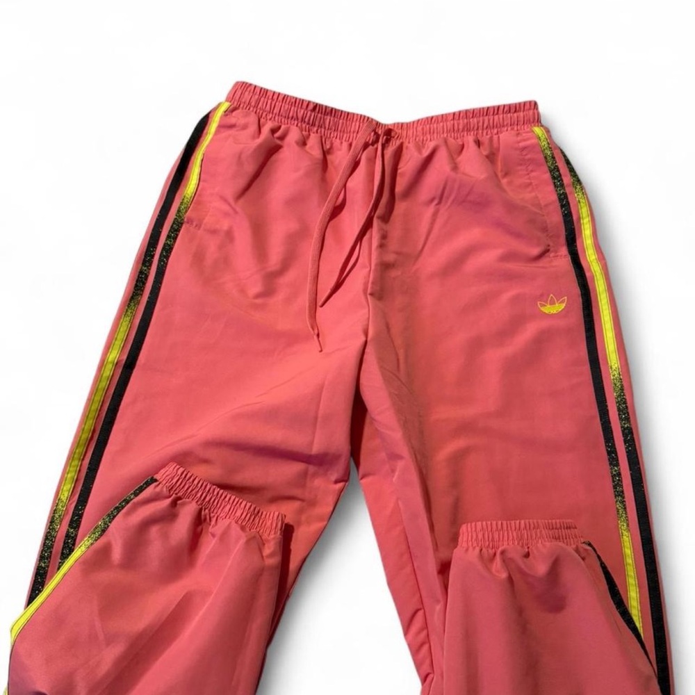 Adidas Coral Joggers with Yellow Stripes